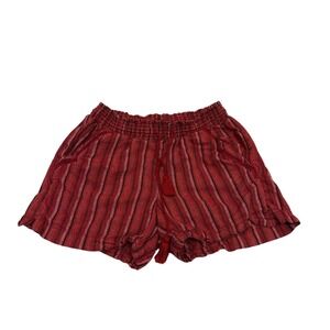 Briggs New York Womens Red Striped Linen Blend Tassel Drawstring Shorts Small